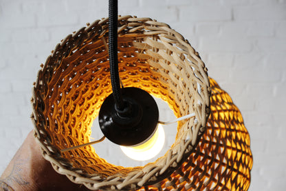 Vintage Korbgeflecht Lampe Danish Boho Scandi Mid Century