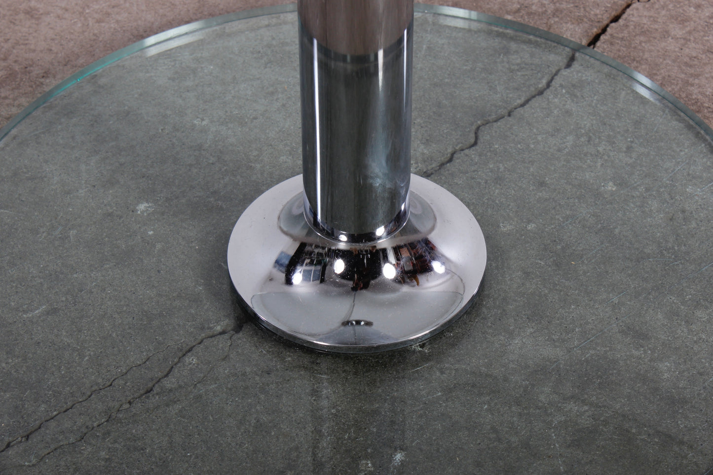 Moderner Esstisch aus Glas von P. Draenert 80er Vintage chrom