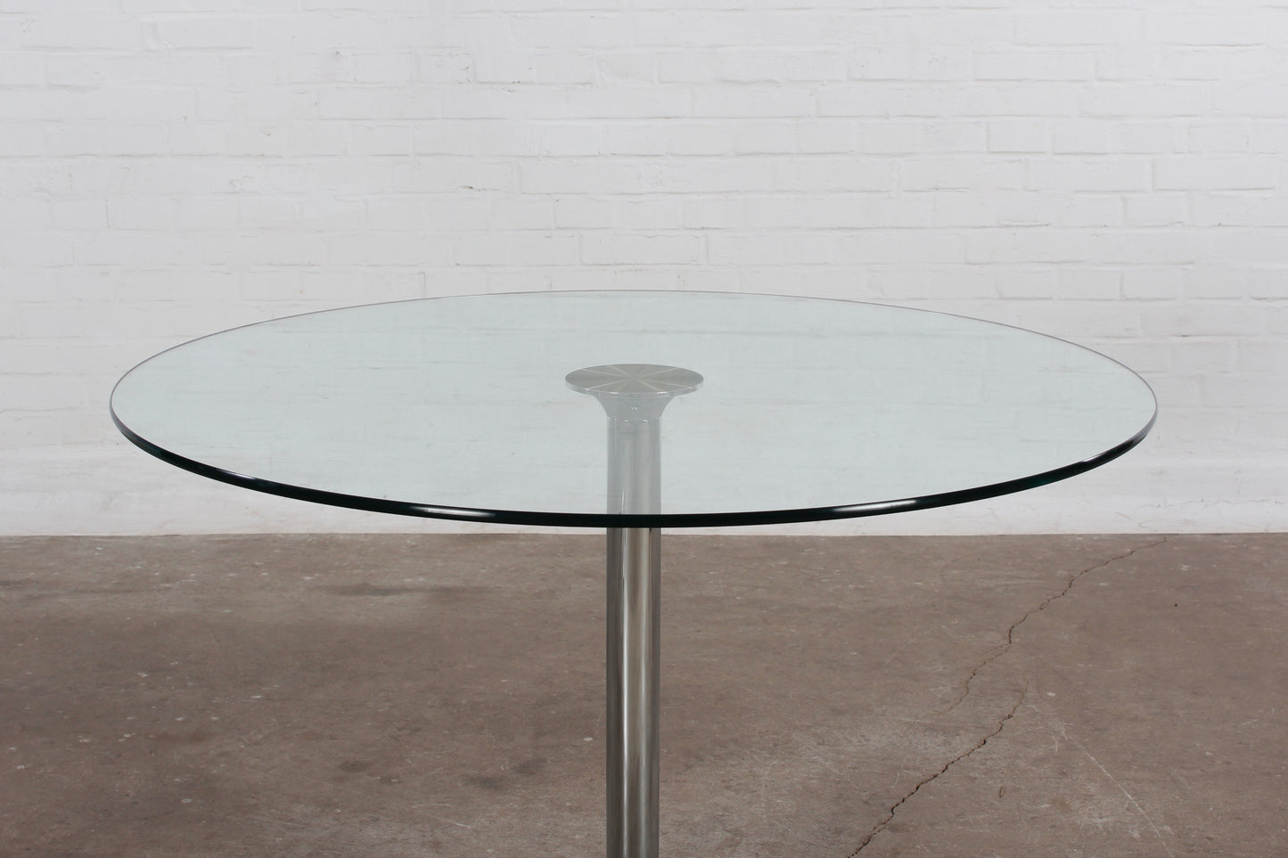 Moderner Esstisch aus Glas von P. Draenert 80er Vintage chrom