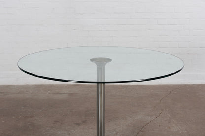 Moderner Esstisch aus Glas von P. Draenert 80er Vintage chrom