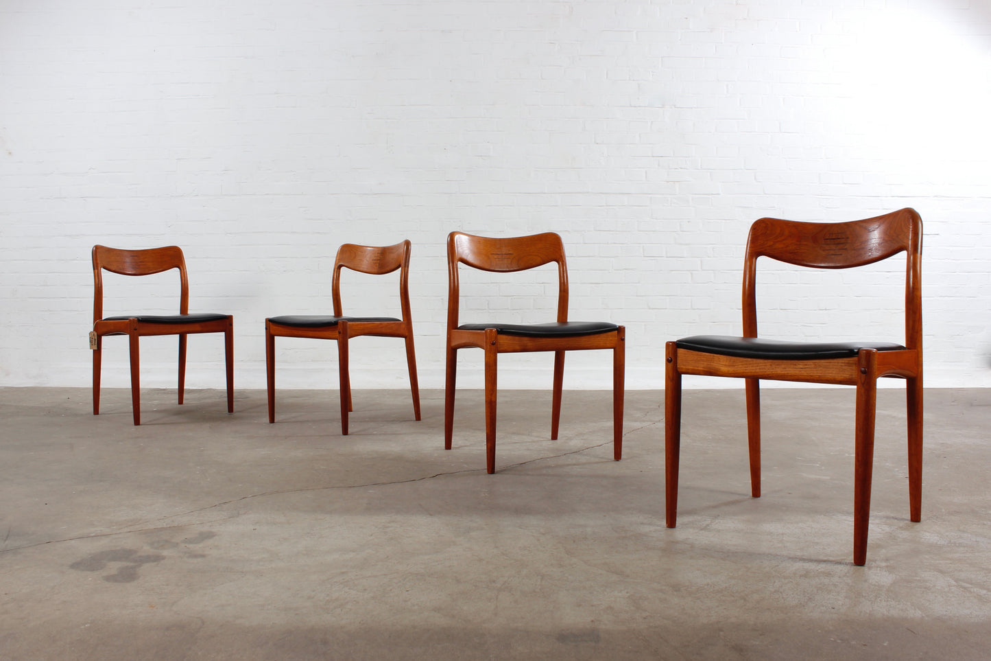 4er Set Teak Esszimmerstühle Johannes Andersen Uldum danish 60er