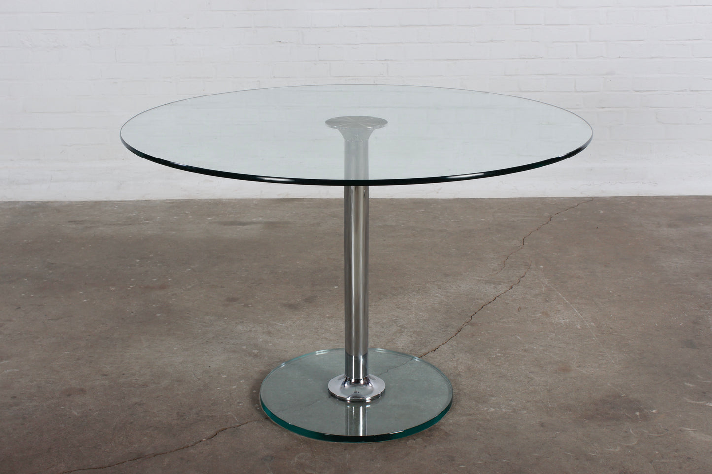 Moderner Esstisch aus Glas von P. Draenert 80er Vintage chrom