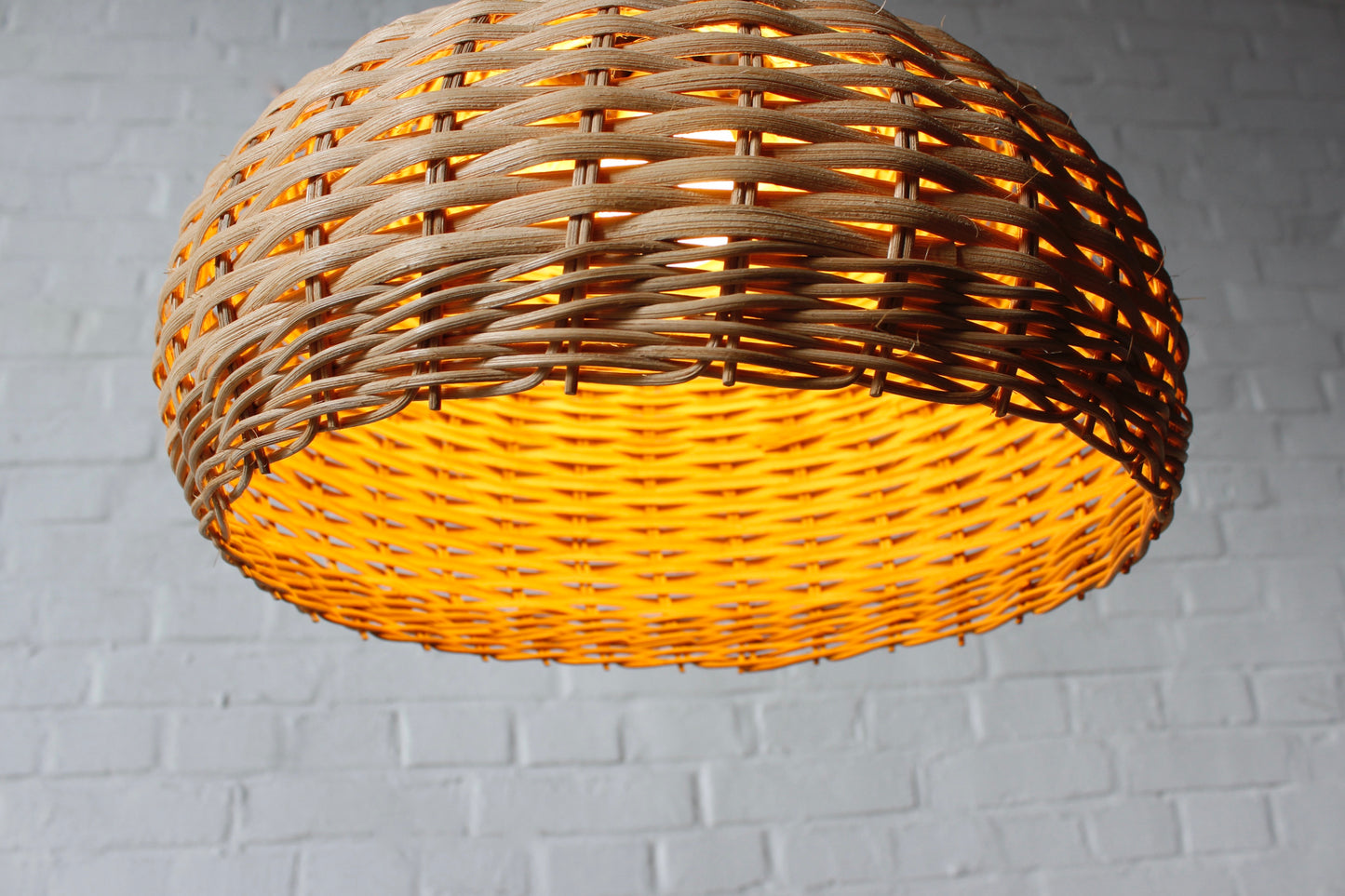Vintage Korbgeflecht Lampe Danish Boho Scandi Mid Century
