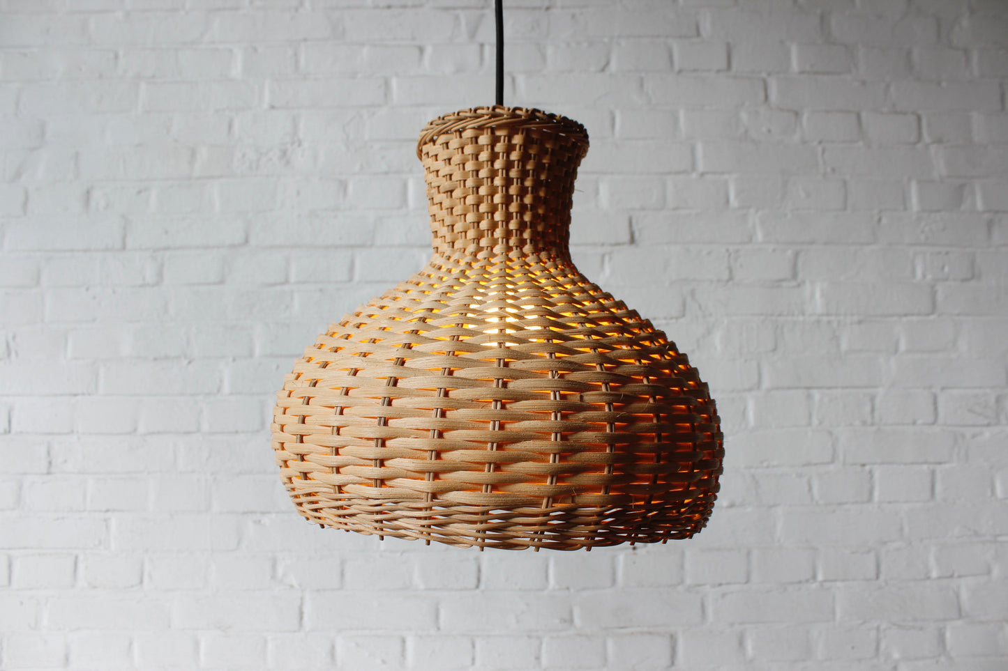 Vintage Korbgeflecht Lampe Danish Boho Scandi Mid Century