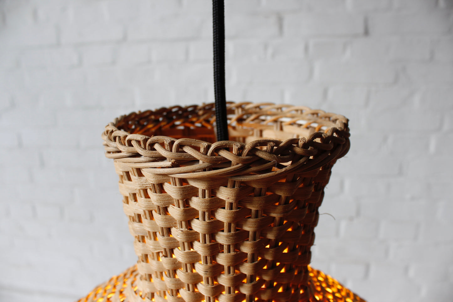 Vintage Korbgeflecht Lampe Danish Boho Scandi Mid Century