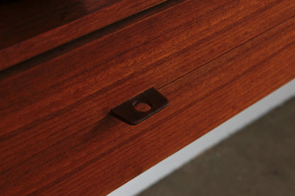 Teakholz Wandkonsole von WKS mit Wandspiegel