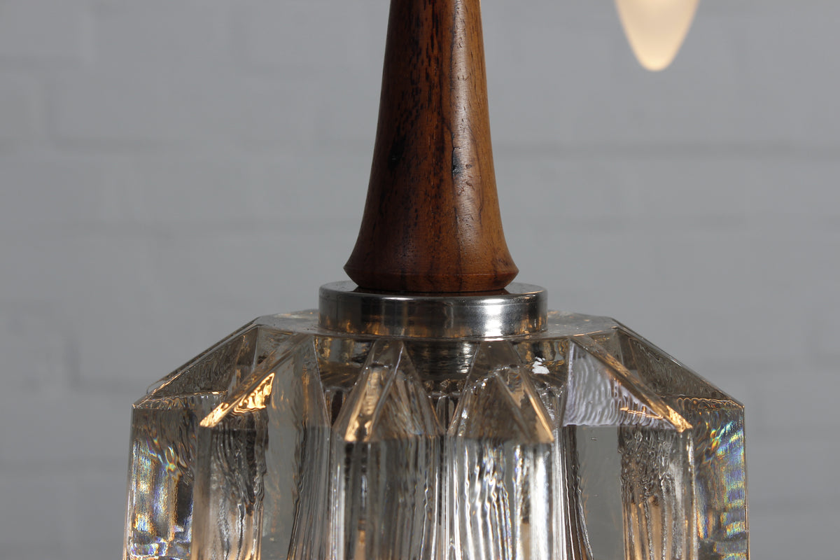 Dreiflammige Deckenleuchte aus Ebenholz und Glas