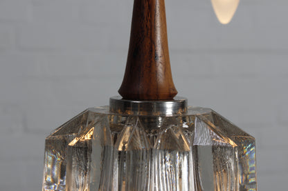 Dreiflammige Deckenleuchte aus Ebenholz und Glas