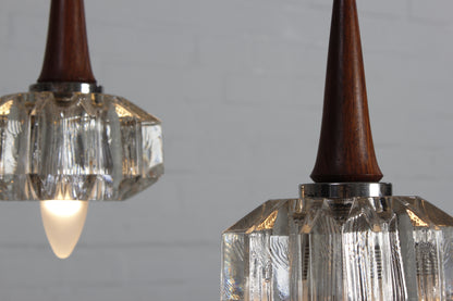 Dreiflammige Deckenleuchte aus Ebenholz und Glas