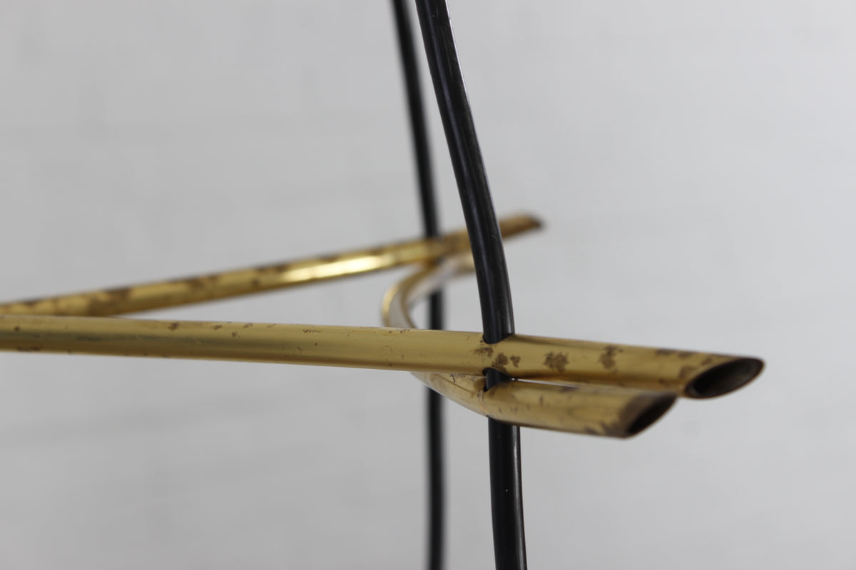 Außergewöhnliche dreiflammige Deckenleuchte aus Messing und Glas