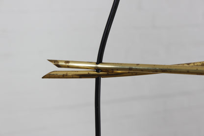 Außergewöhnliche dreiflammige Deckenleuchte aus Messing und Glas