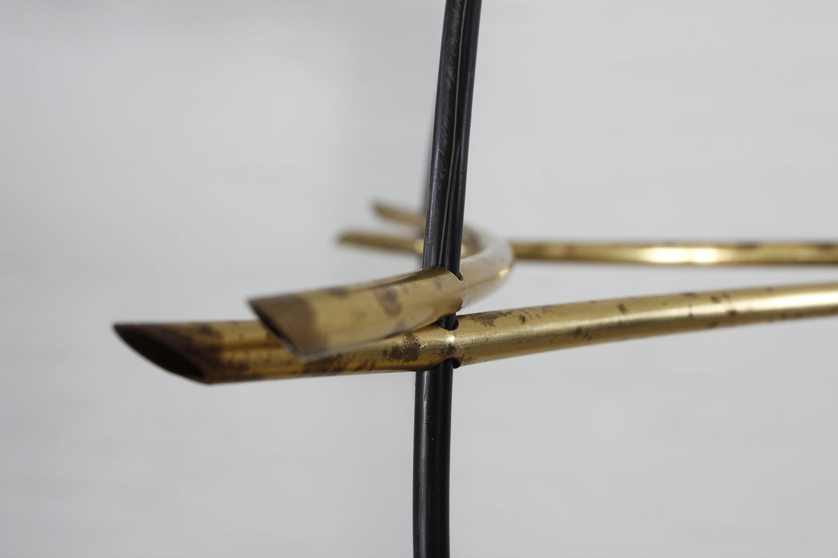 Außergewöhnliche dreiflammige Deckenleuchte aus Messing und Glas